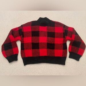 Art Class Girl’s Size Large 10/12 Sweater Mock Neck Cropped Buffalo Black Red